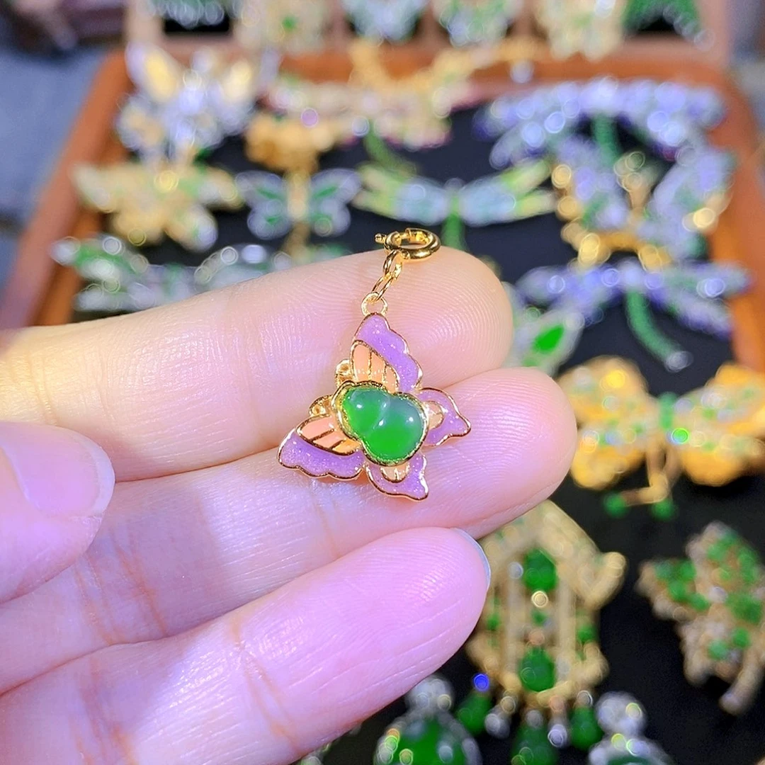 吊坠(不含链)银S925镶嵌翡翠