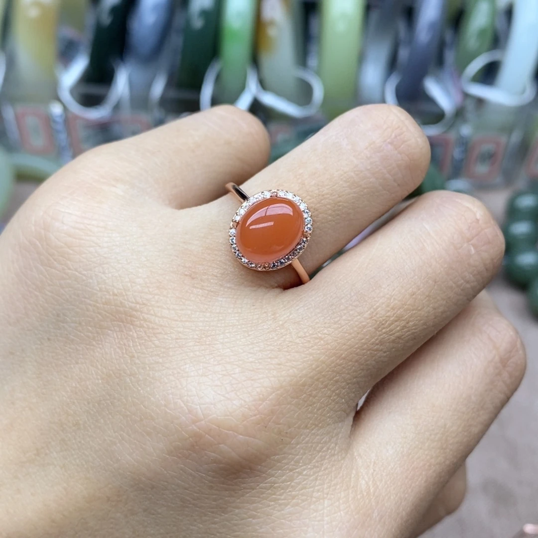 和田玉戒指银S925镶嵌