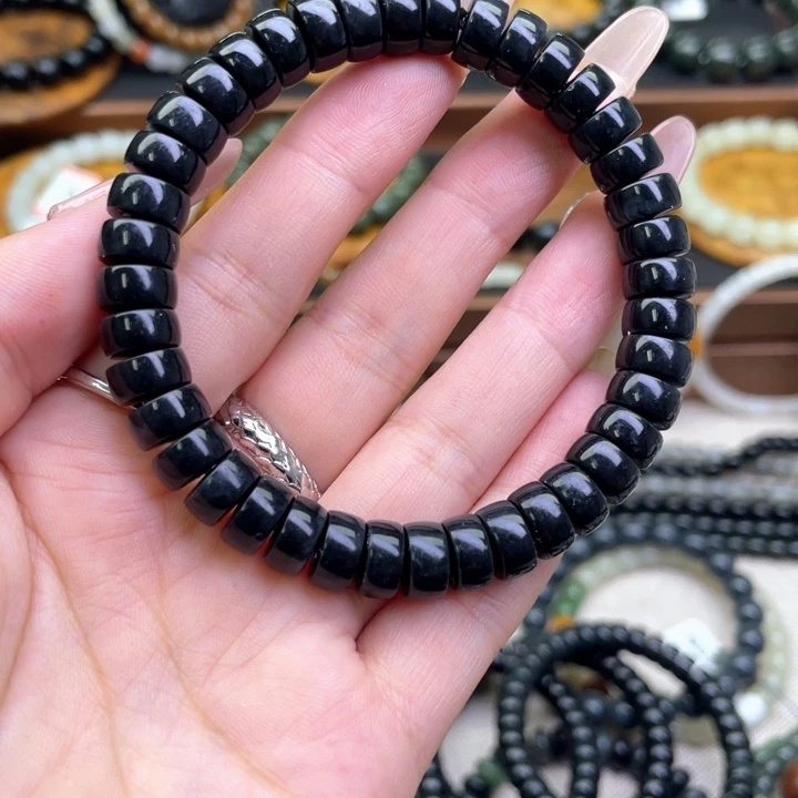 未镶嵌手链和田玉墨玉9