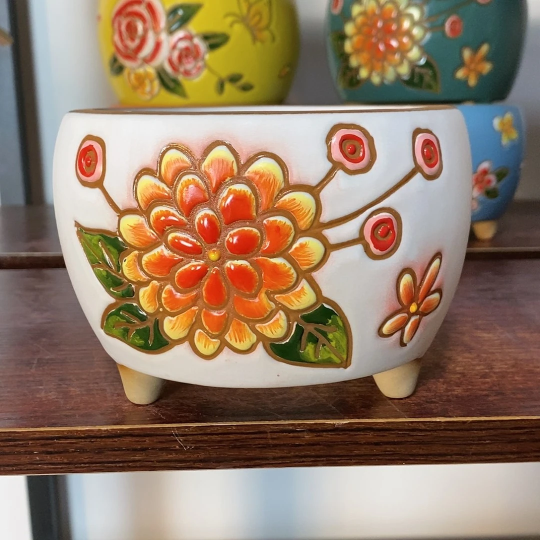 红陶韩式多肉植物花盆