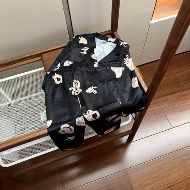 【编号H132】TM20510A-01-儿童 卡通长袖家居套装黑色-SM