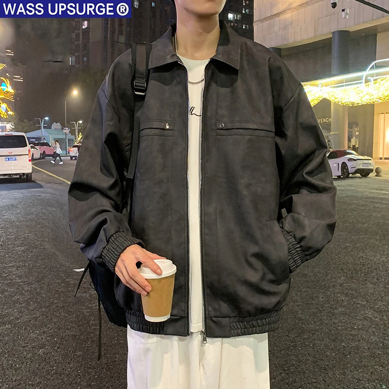 WASS UPSURGE做旧宽松休闲水洗2025潮流夹克复古时尚百搭翻领美式