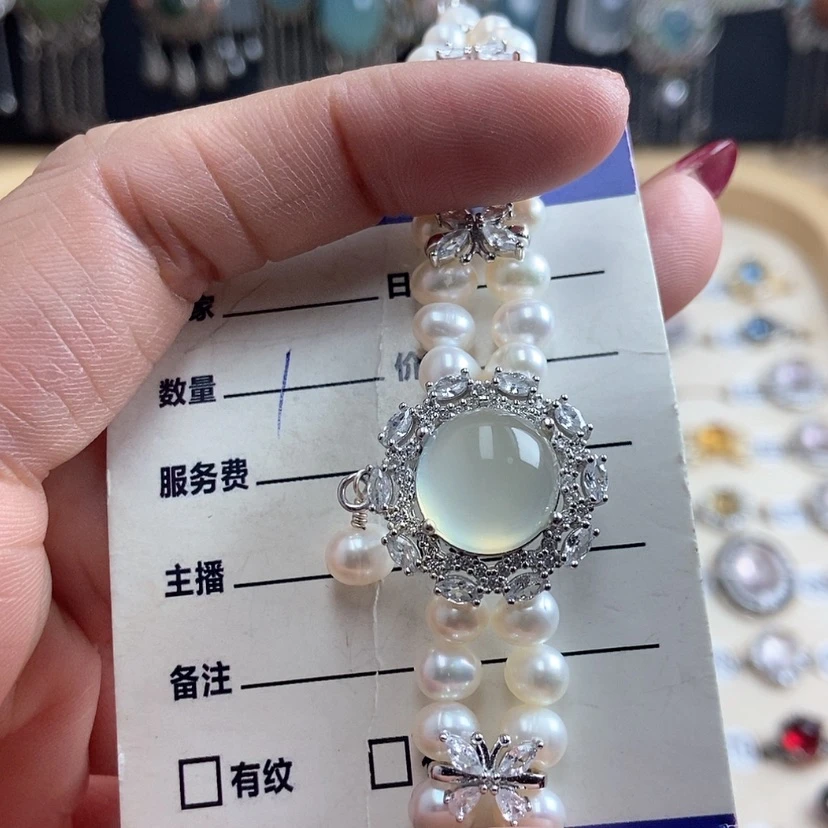 【闪购商品】岫玉手链银S925镶嵌D*c手链