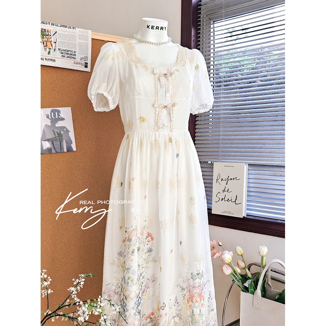 Kerry夏日绝美小裙子长裙【繁花-独家系列】重工设计感仙女连衣裙