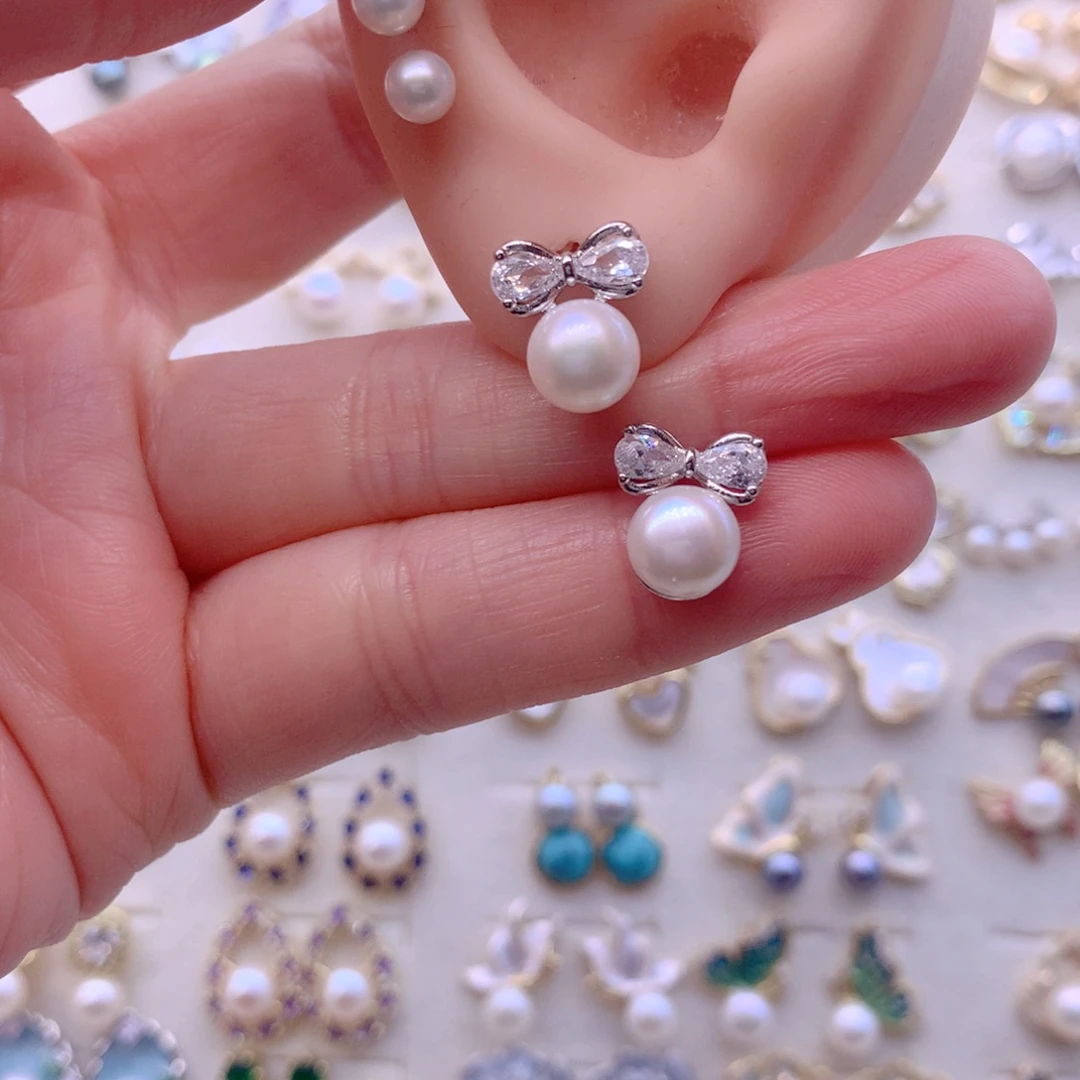 淡水珍珠耳饰合金