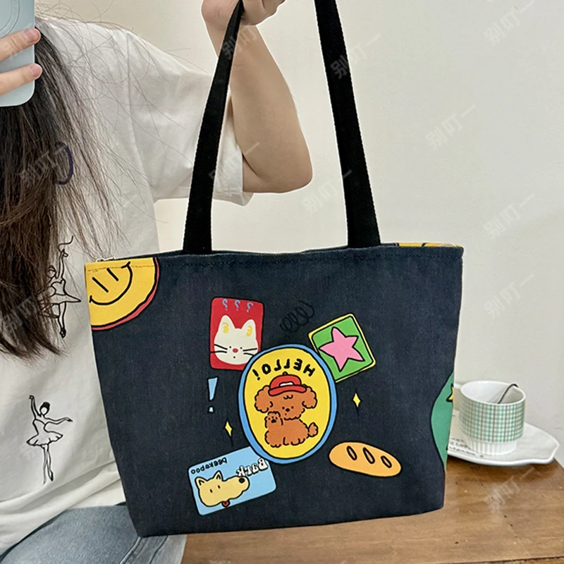 奇妙小狗大包妈咪包帆布包ins卡通手提款通勤大容量百搭单肩包
