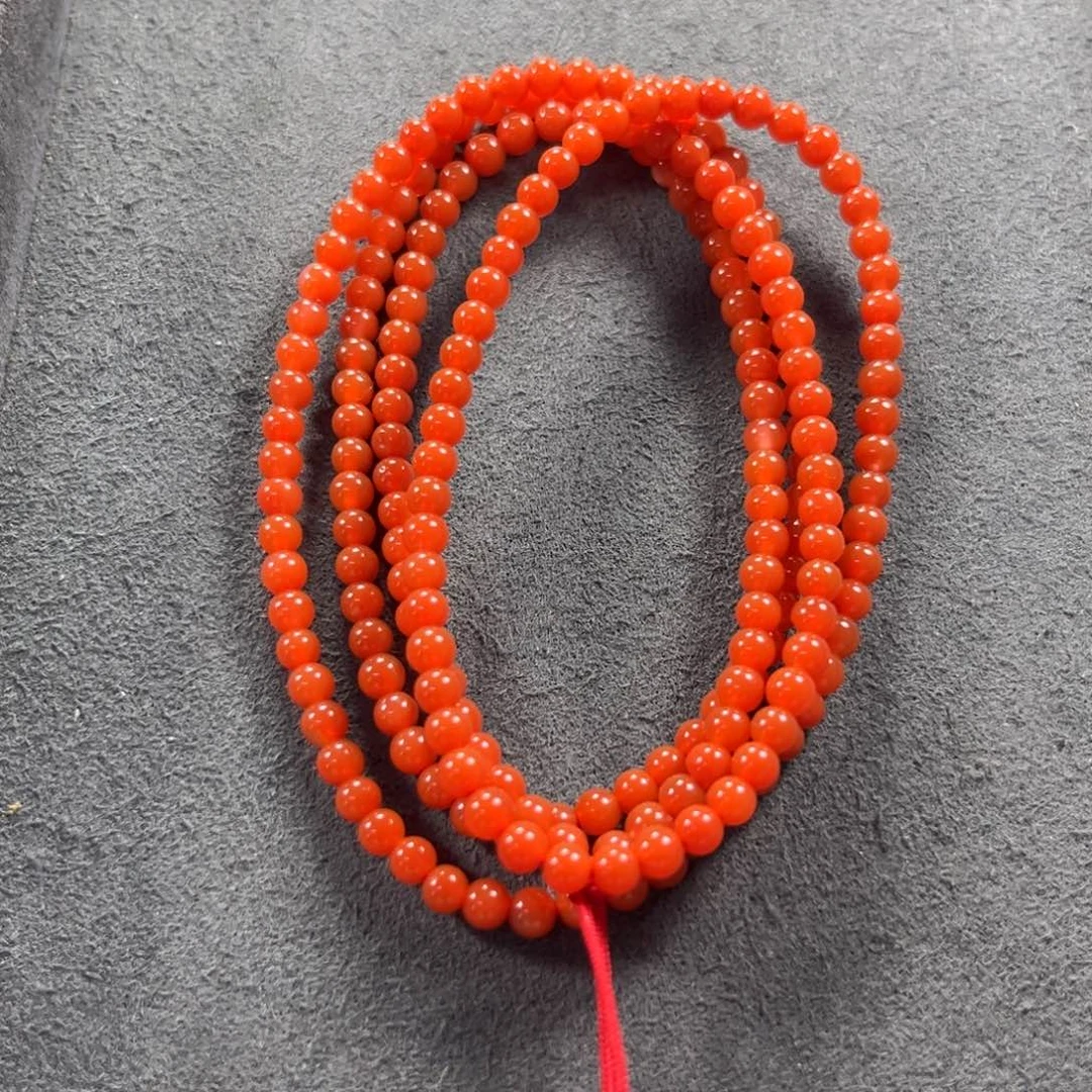 南红玛瑙三眼井满侧肉柿子红多圈尺寸三家未镶嵌多圈