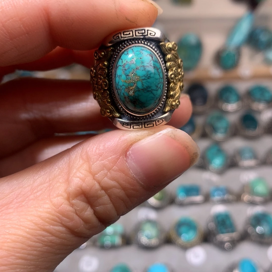 绿松石挂件银S925镶嵌