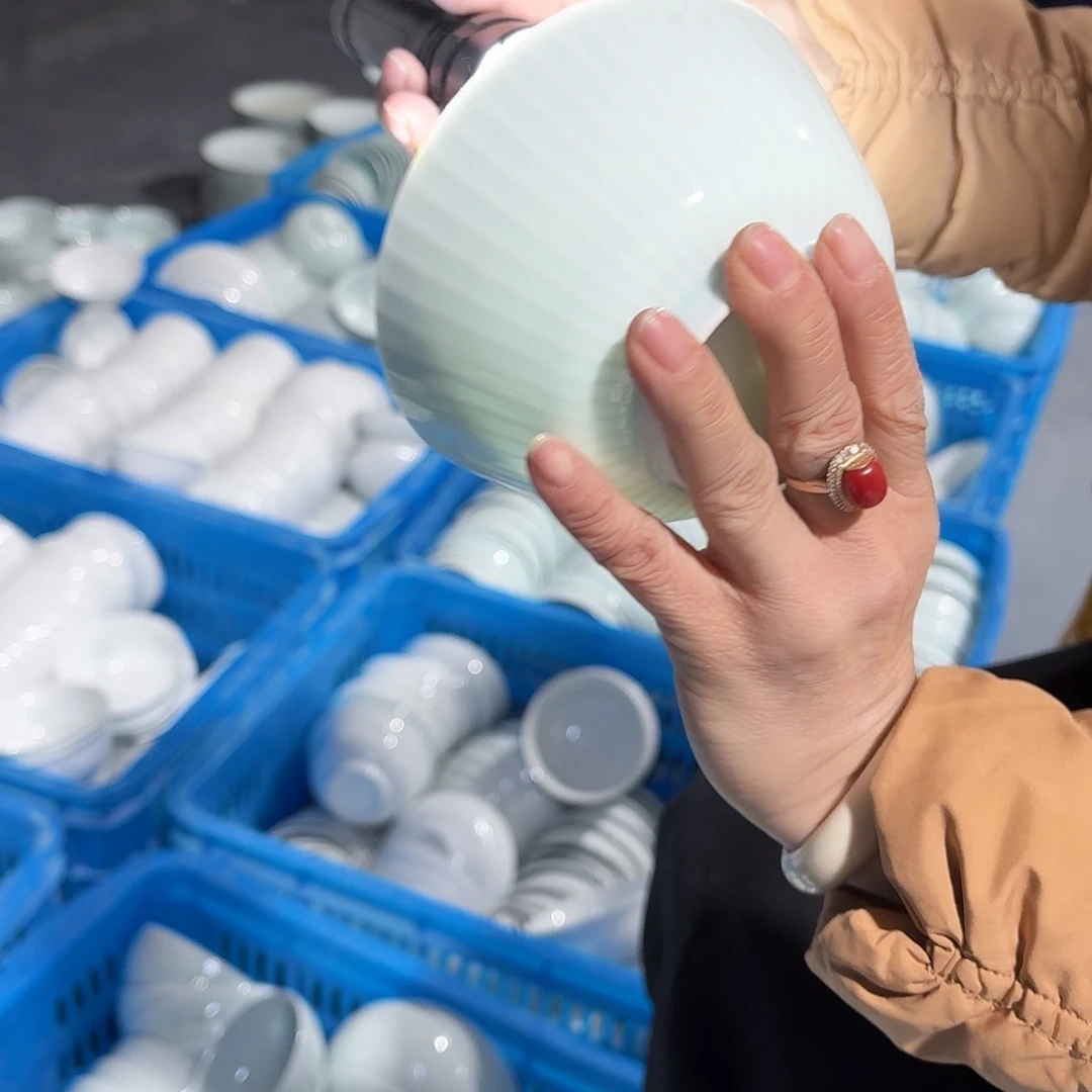 景德镇陶瓷影雕工艺米饭碗4个