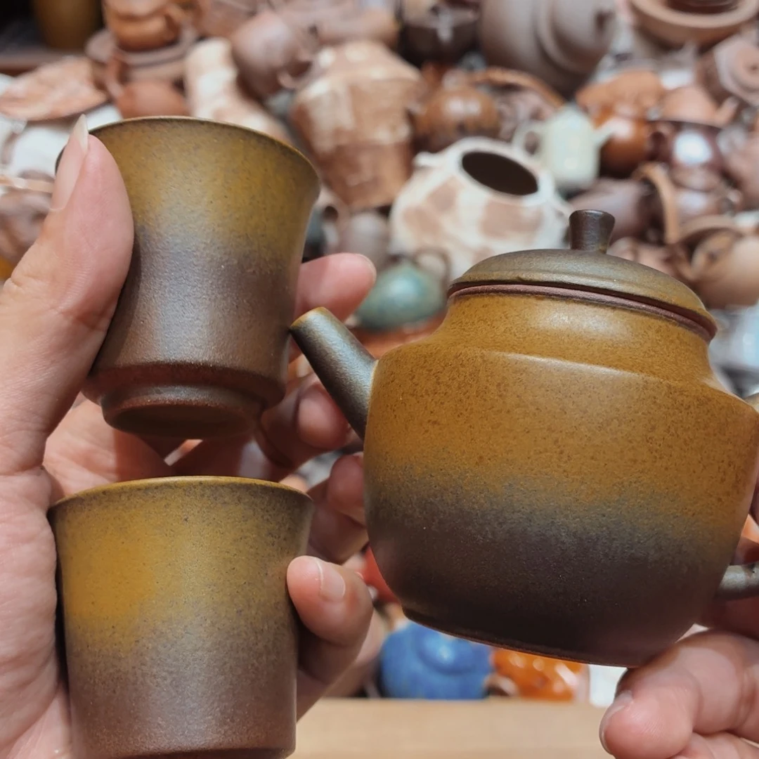柴烧老岩泥高温茶器皿
