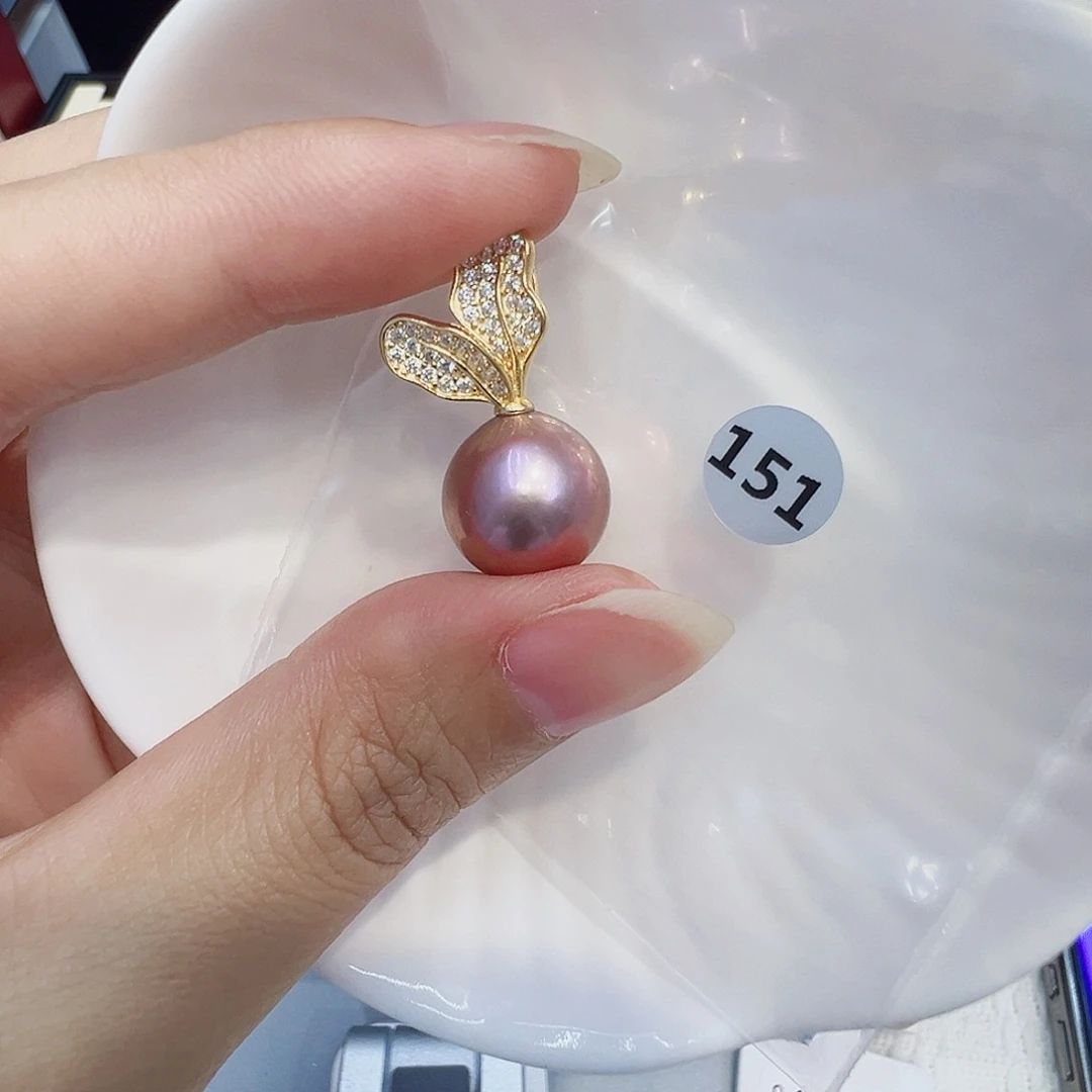 银S925镶嵌耳饰淡水珍珠