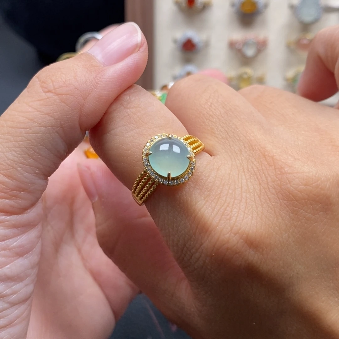 翡翠银S925镶嵌戒指