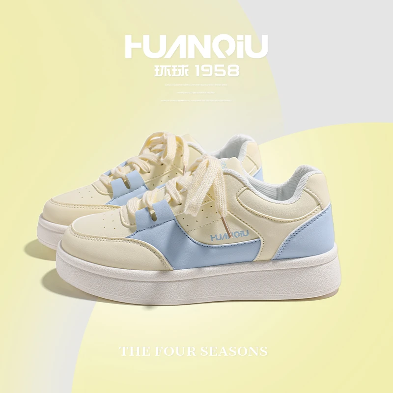 环球女鞋2025春季新款厚底百搭板鞋小众潮流鞋时尚ins学生运动鞋