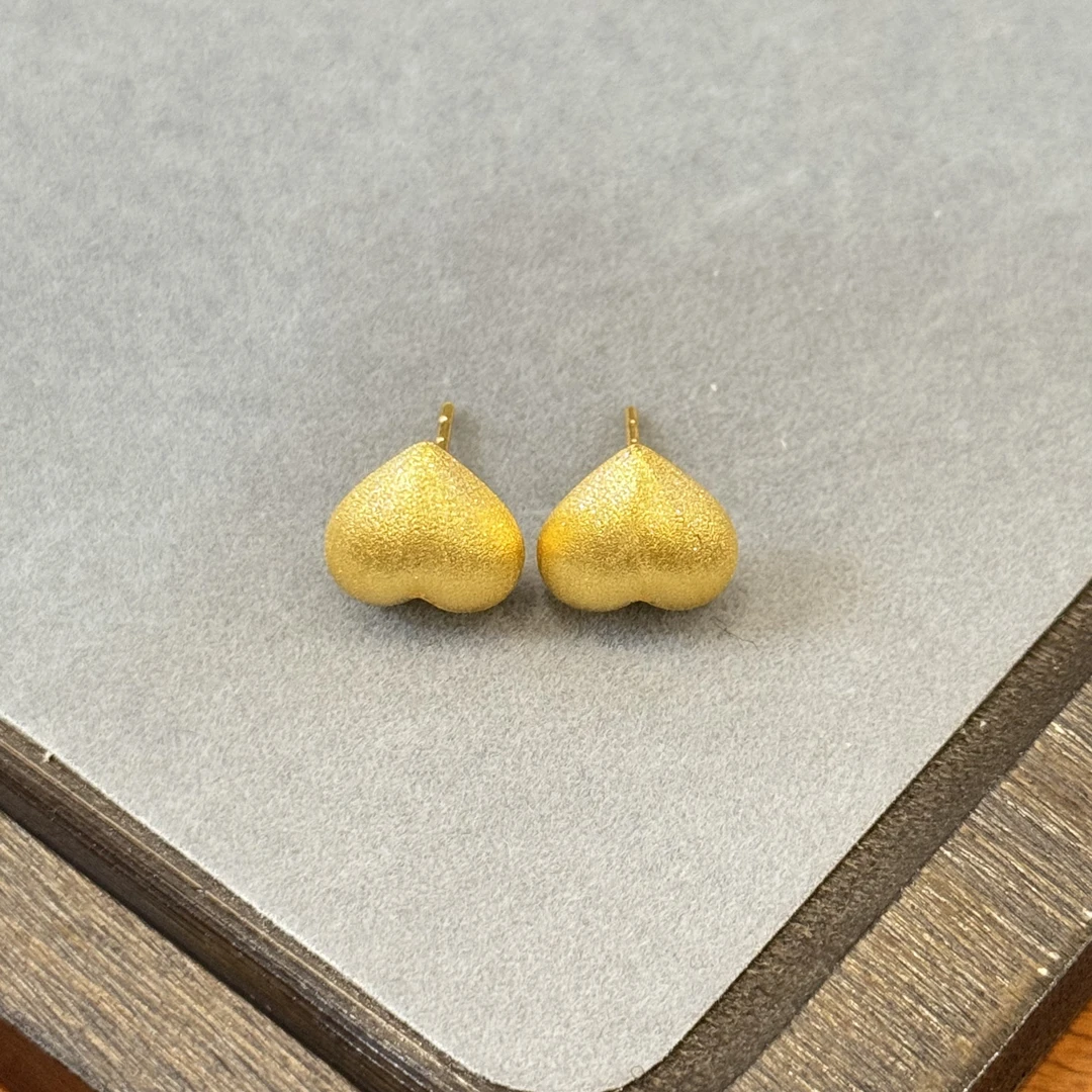 E【胖爱心耳钉】-足金999精工5G耳饰