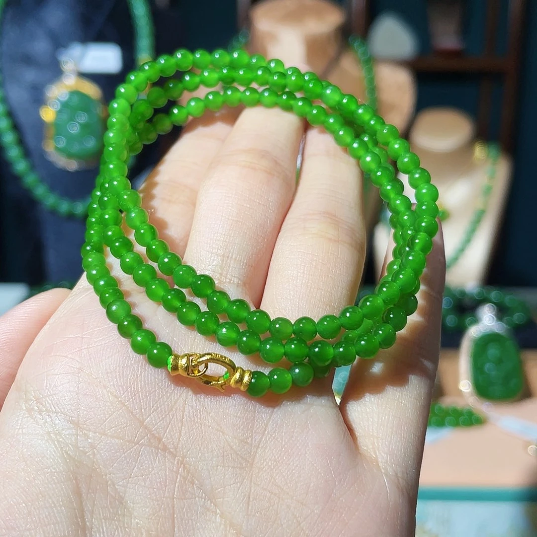 和田玉（碧玉）18K金镶嵌颈饰