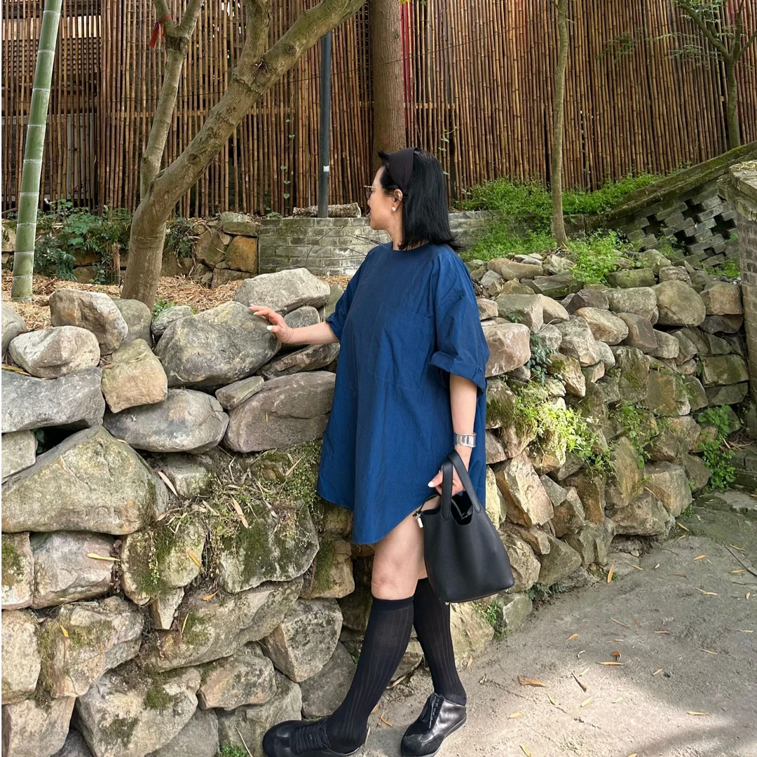 Fen姐|【无畏之心】时尚百搭显瘦圆领短袖设计感宽松衬衫上衣252431