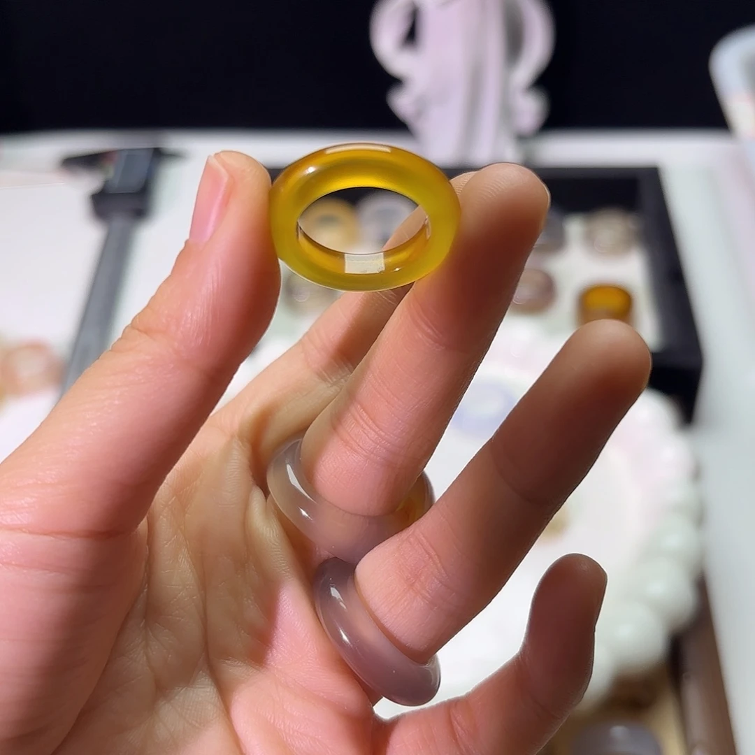 玛瑙/玉髓未镶嵌戒指3号 港14福利价不退换