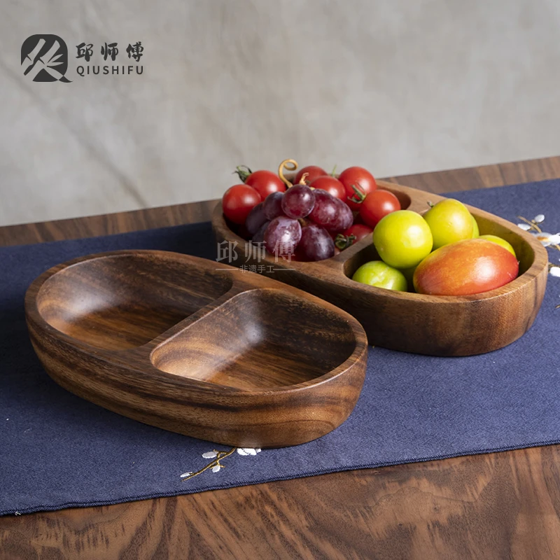 PZ050（邱峰专属）手工特色胡桃木双格果盘