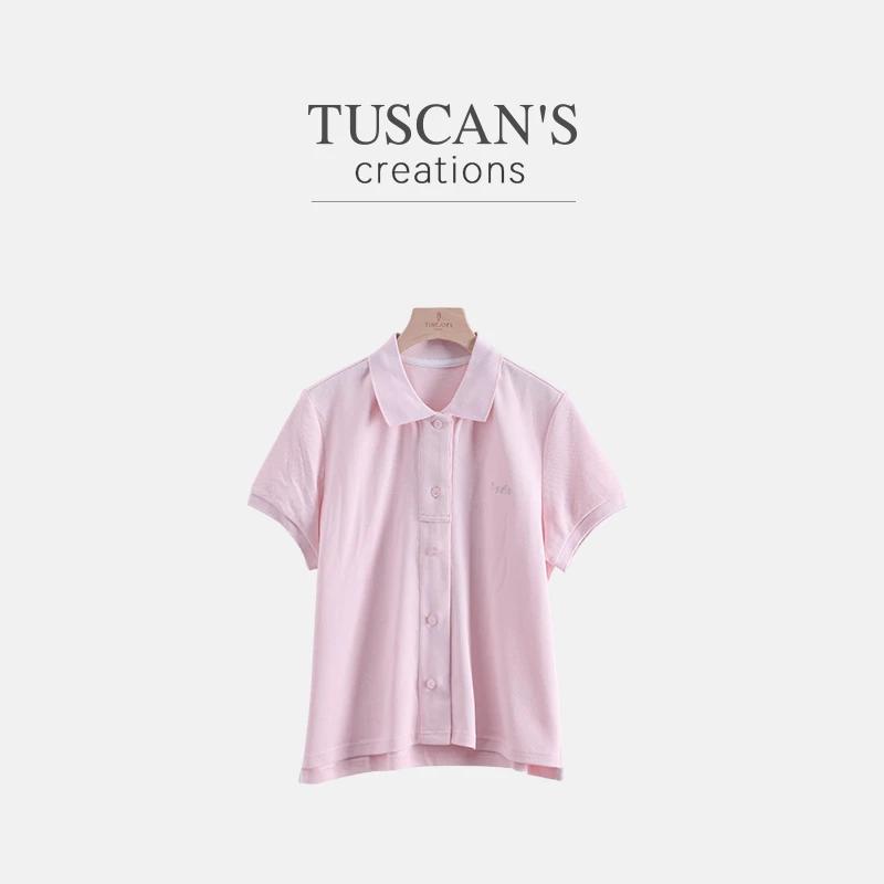 TUSCAN'S CREATIONS夏季针织休闲翻领女士POLO衫百搭短袖时代集团