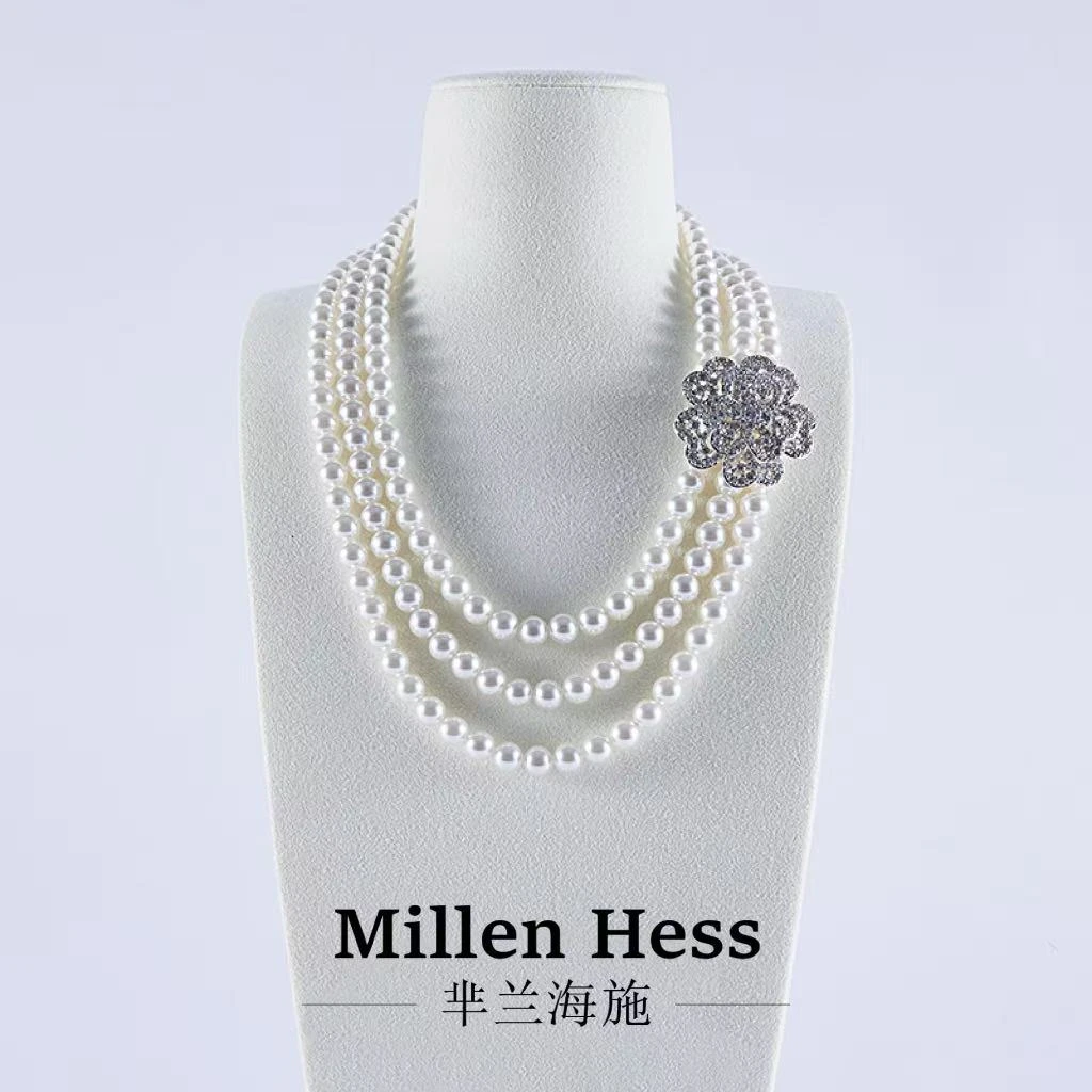 铜合金仿珍珠项链 庄妃项链女2025年新爆长款轻奢小众高级感毛衣