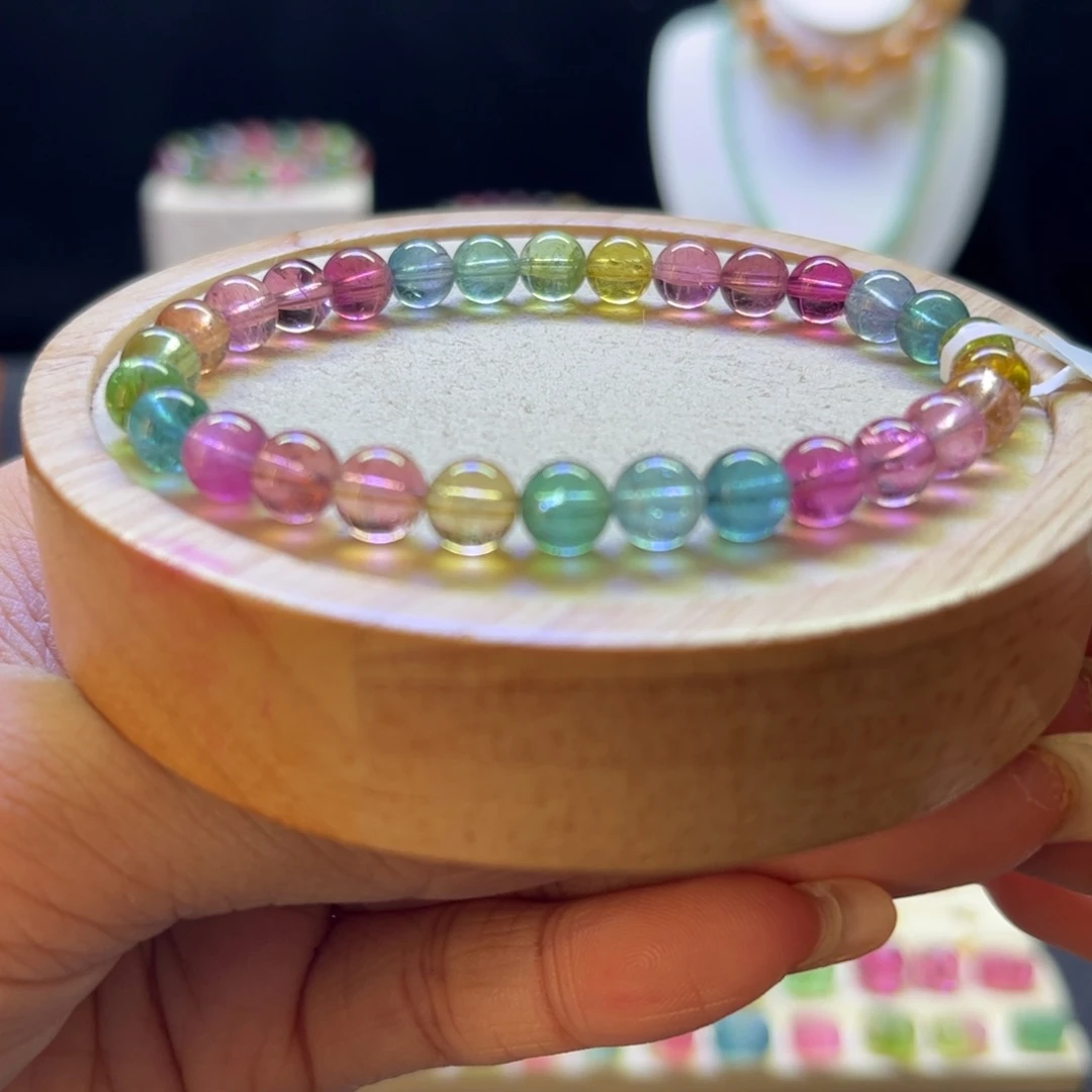 碧玺手镯未镶嵌荧光6.4mm