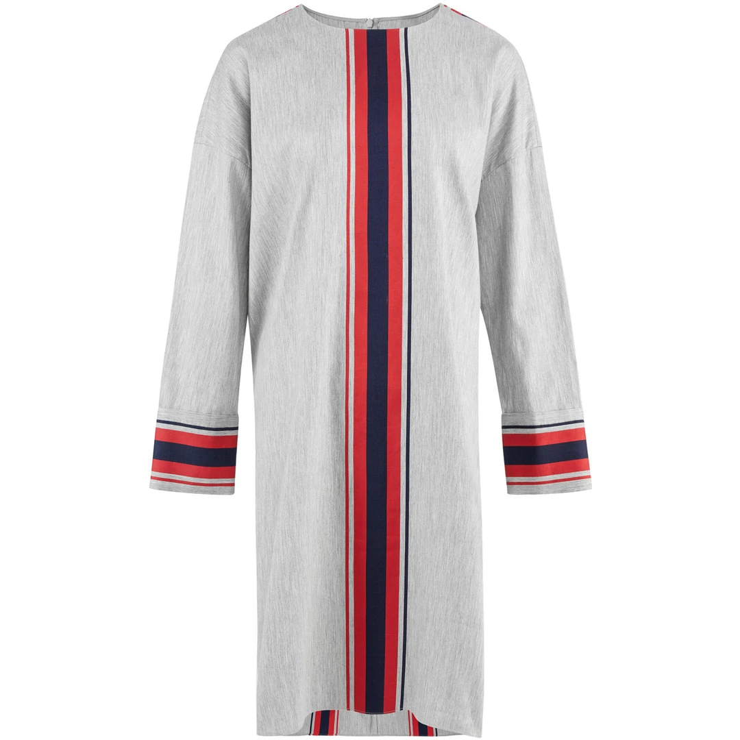 【妍妍精选】ZHUCHONGYUN原创设计灰色条纹撞色时尚大衣