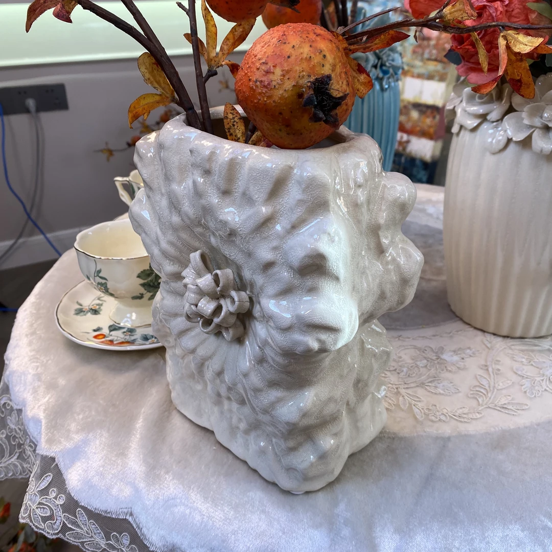 [再购家具]精品轻奢 陶瓷 白花瓶 2号 新疆包邮