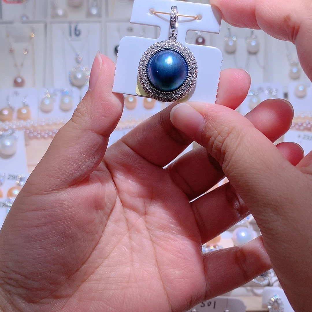 拼合珍珠（马贝珠）吊坠(赠链)未镶嵌CC14+