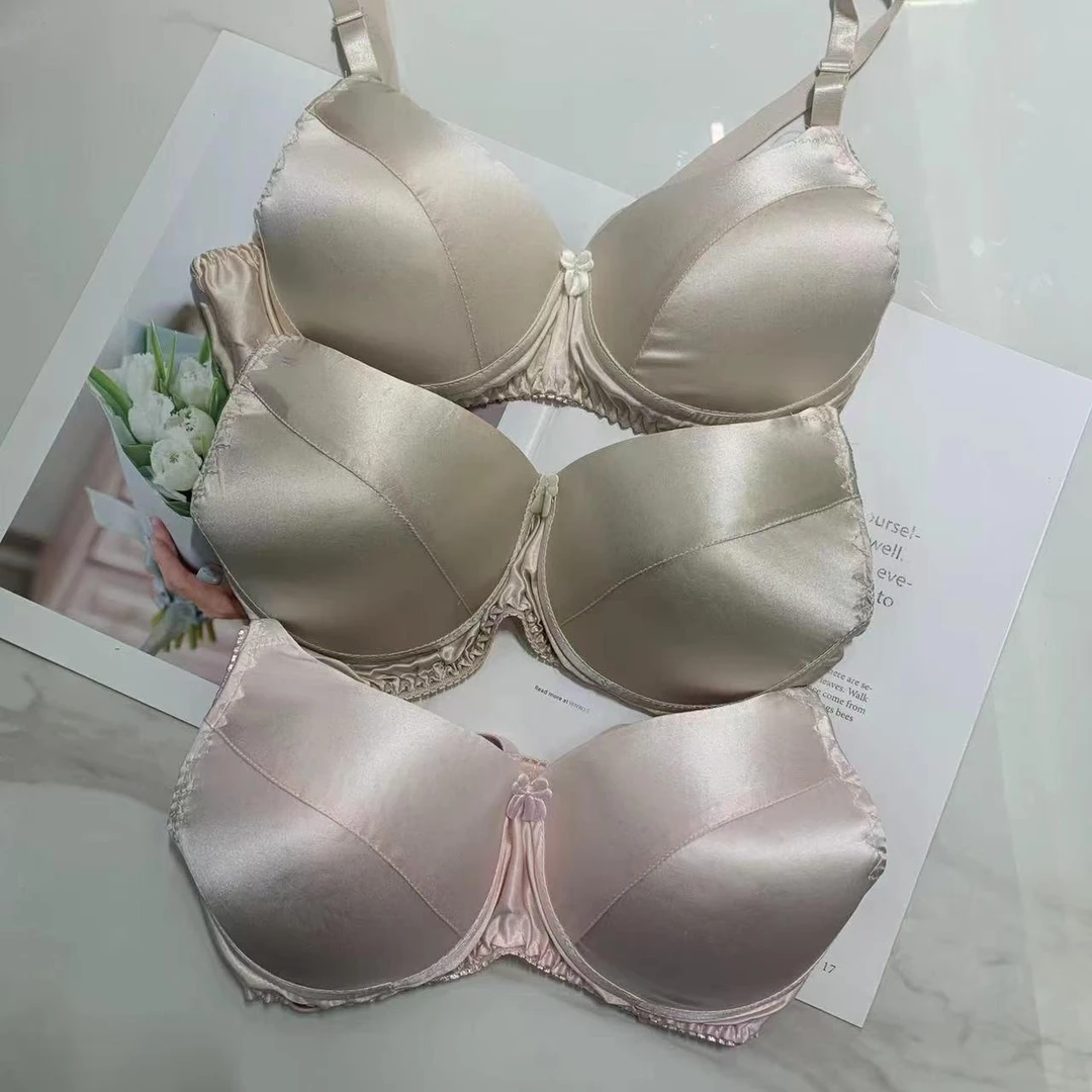 双面真丝文胸100%桑蚕丝女士内衣薄款大码透气无钢圈无痕胸罩女