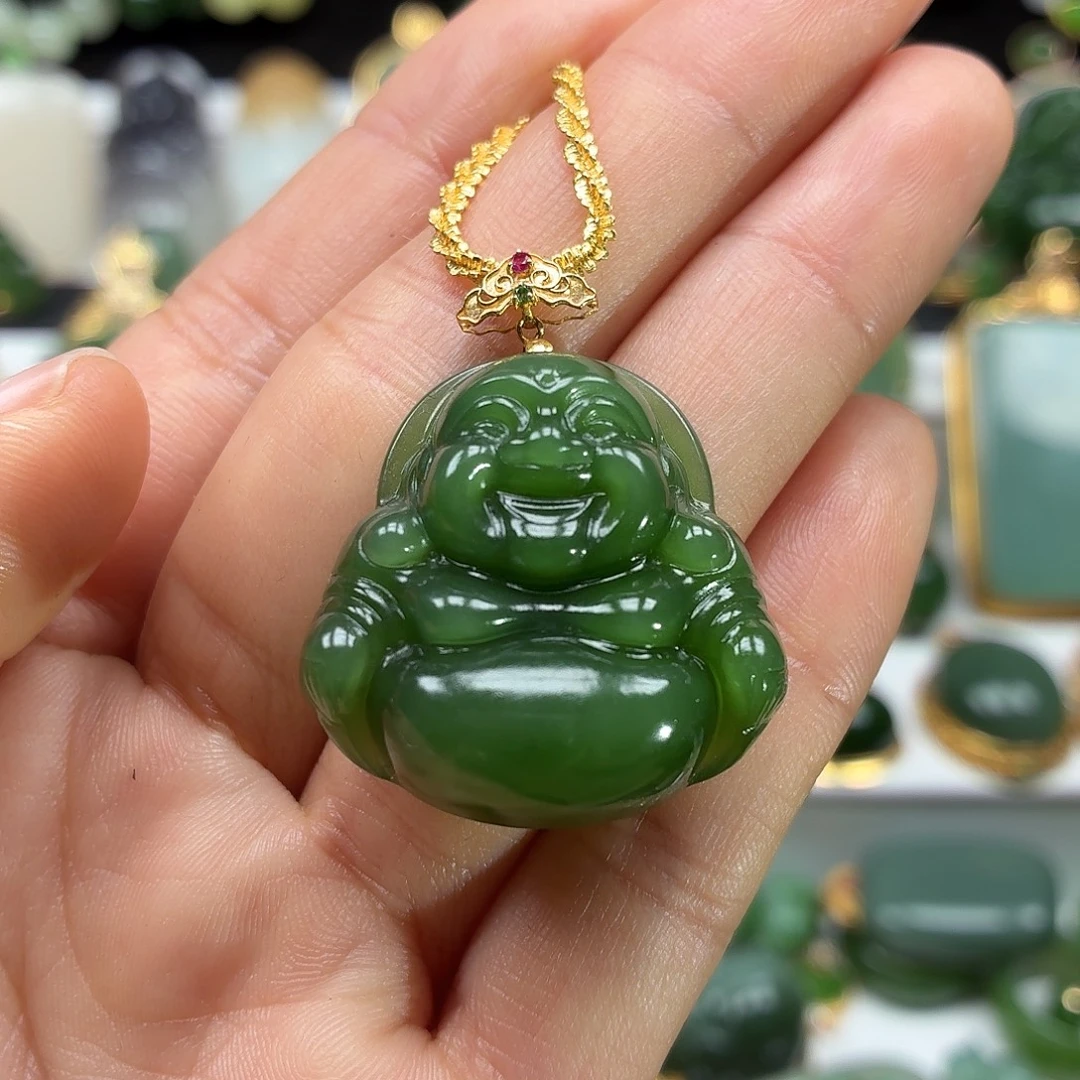和田玉18K金镶嵌颈饰