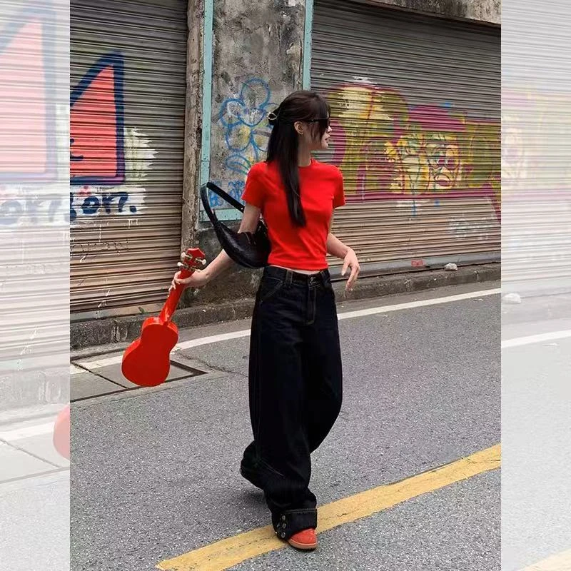 现货清清短袖T设计感小众正肩修身内搭上衣WPL9947显瘦DWPL9398