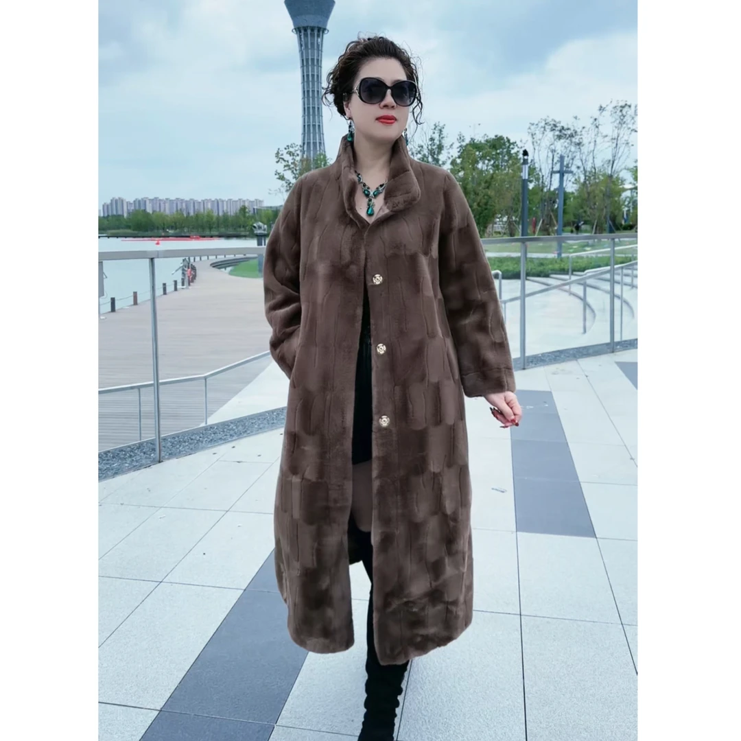 9226 冬季中长款纯色气质时尚显瘦上衣百搭女士大衣外套