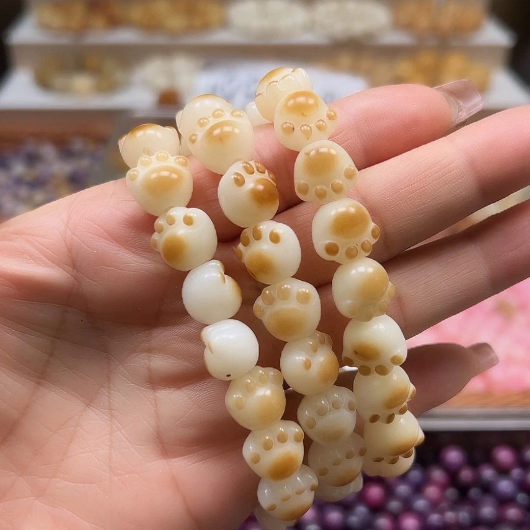 手串菩提根/象牙果微瑕卡12炭烧猫爪3条51颗