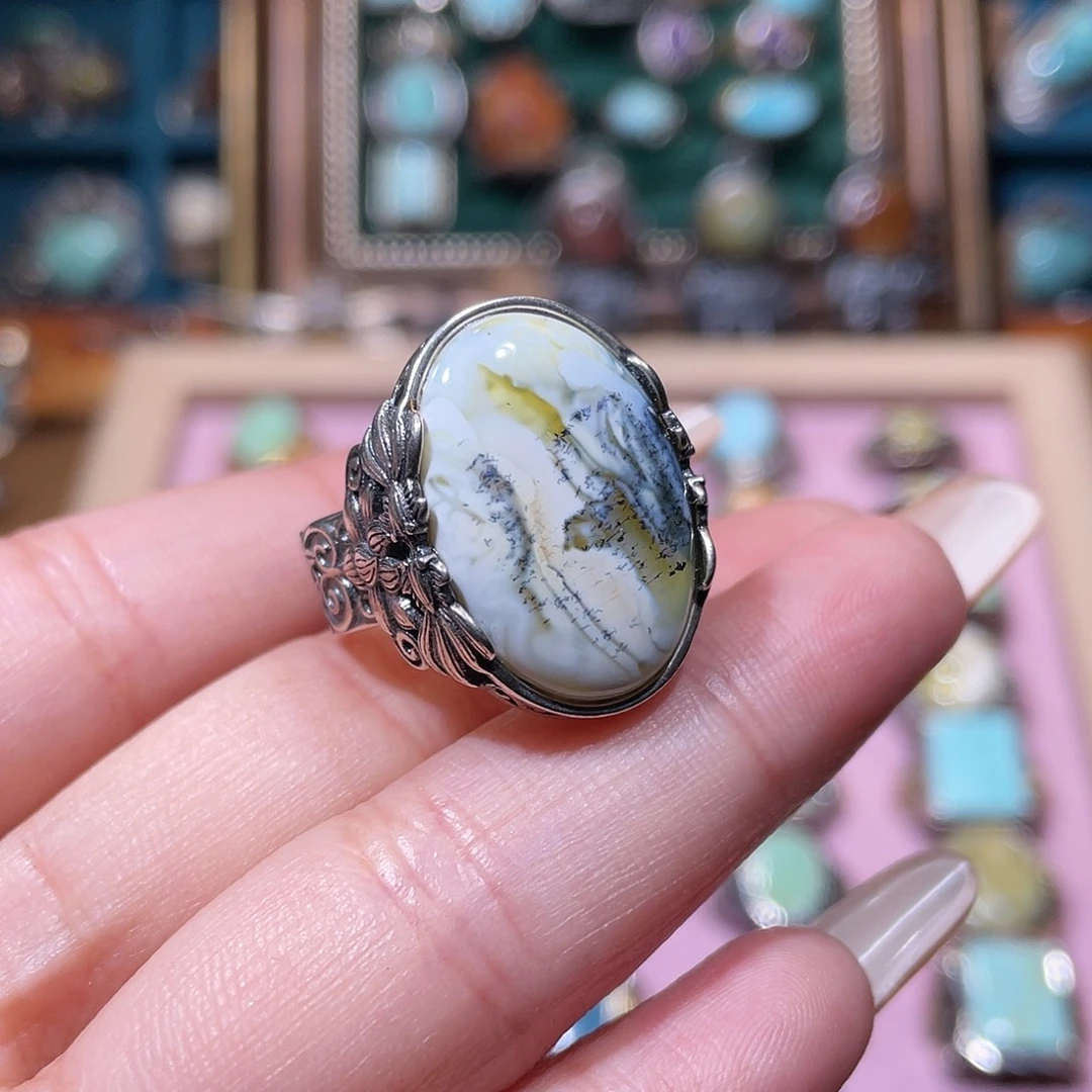 L***记琥珀银S925镶嵌戒指戒指