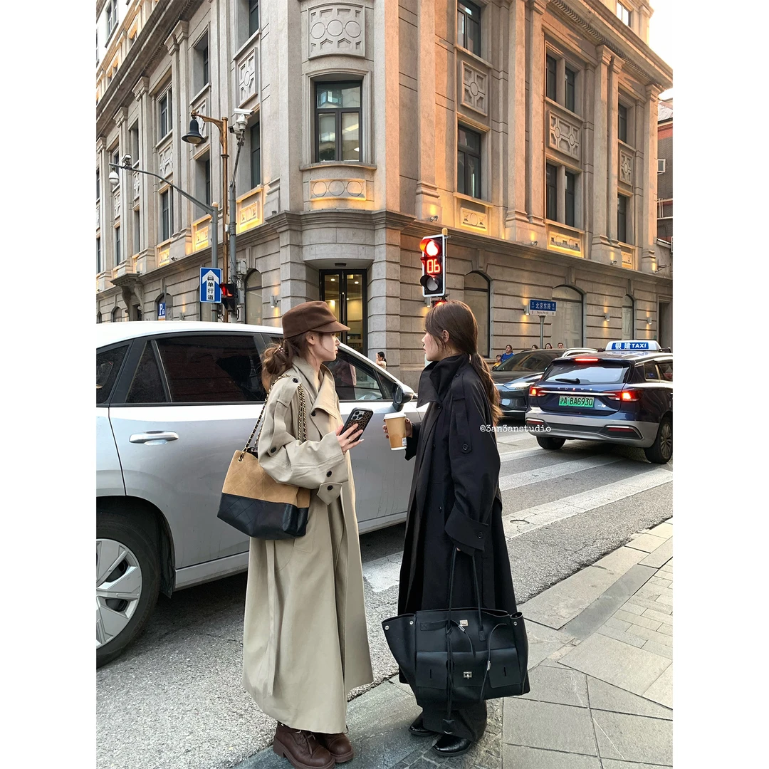 3AN3AN【英伦叙事】秋季英伦风垂感宽松风衣外套3AN15310