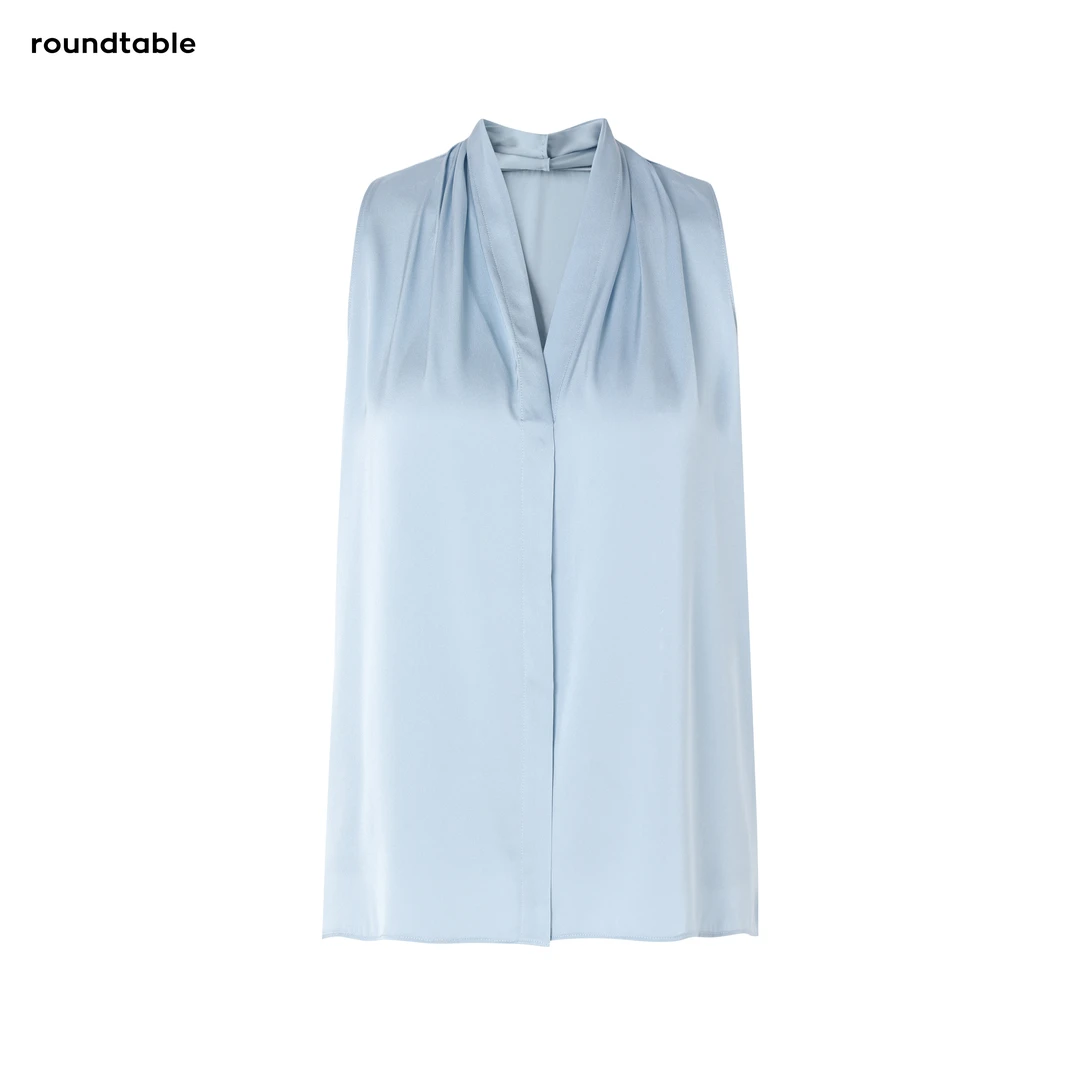 夏日微风垂感V领显瘦背心上衣 气质蓝色针织轻奢时尚MGS3406794