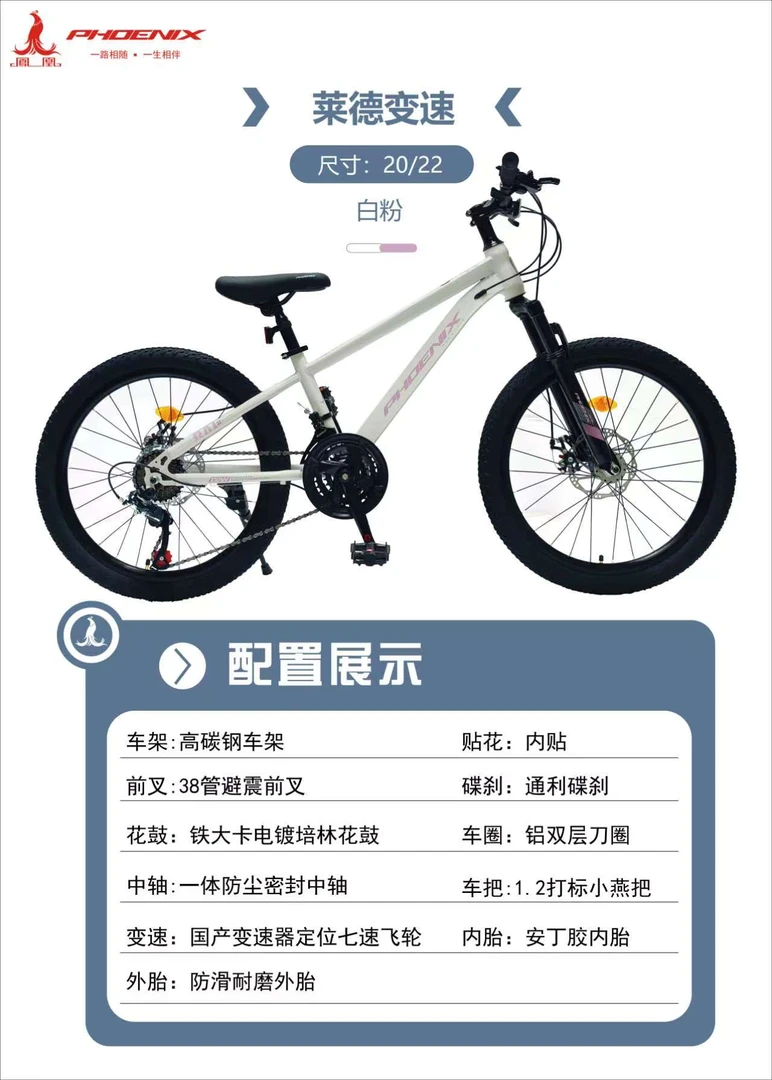 Phoenix/凤凰山地自行车机械减震单车6-13岁12-18岁适用变速