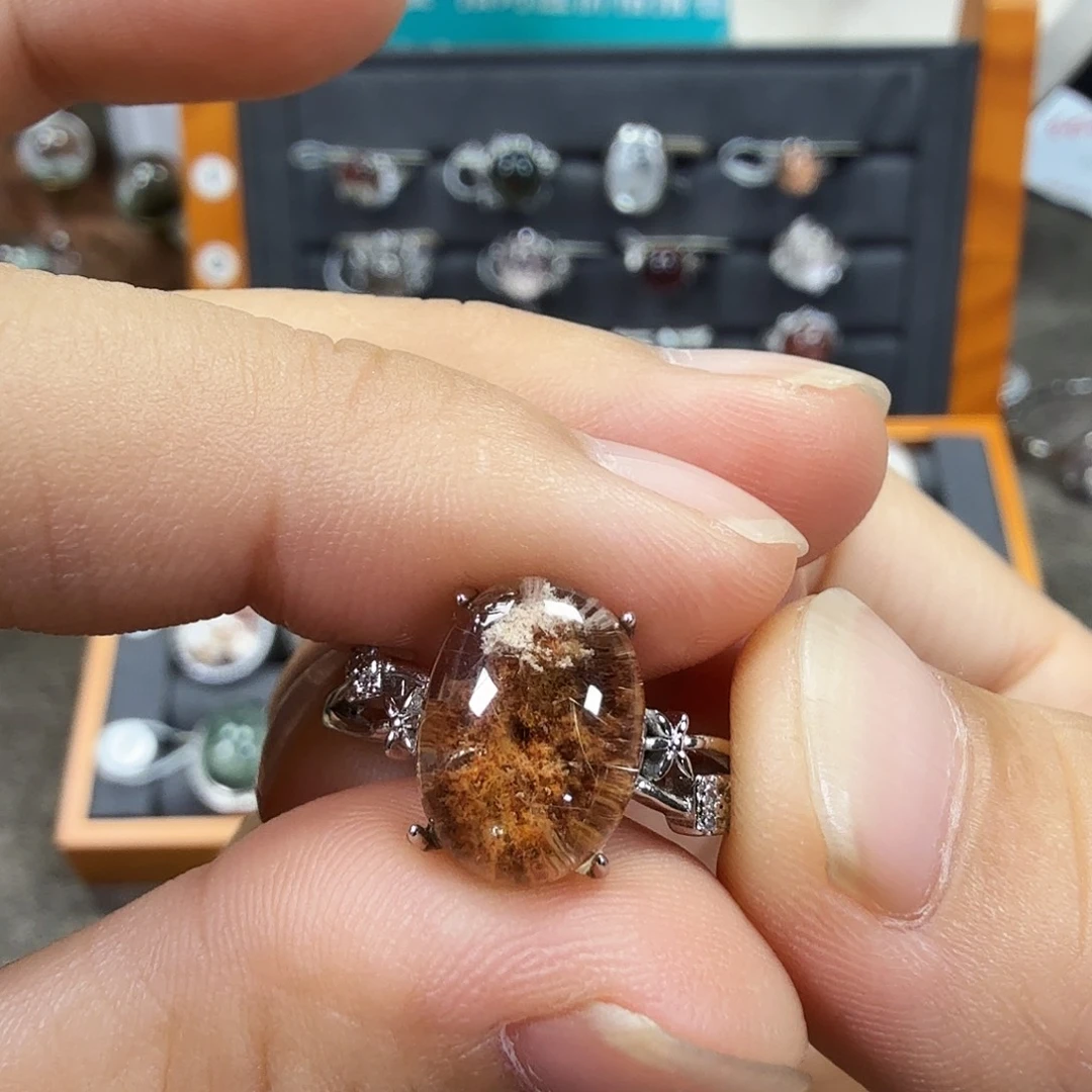 经***尔银S925镶嵌戒指水晶