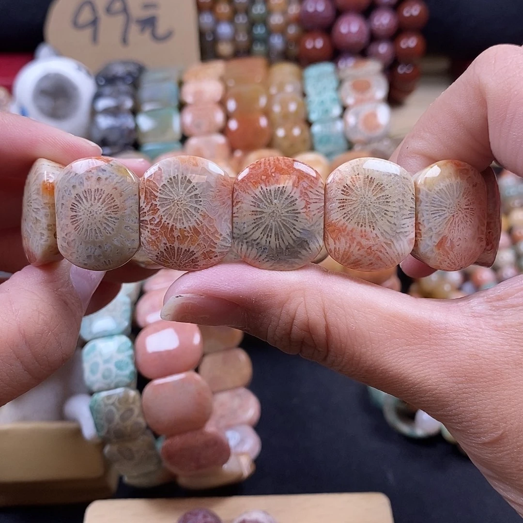 硅化珊瑚（珊瑚玉）未镶嵌手牌 双十一大破价彩玉化 大花 25