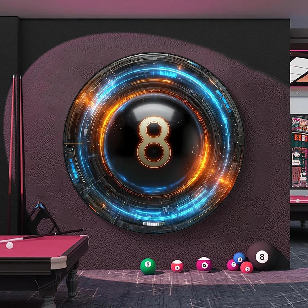 台球厅装饰画台球室黑八挂画台球俱乐部背景墙氛围布置墙面壁画