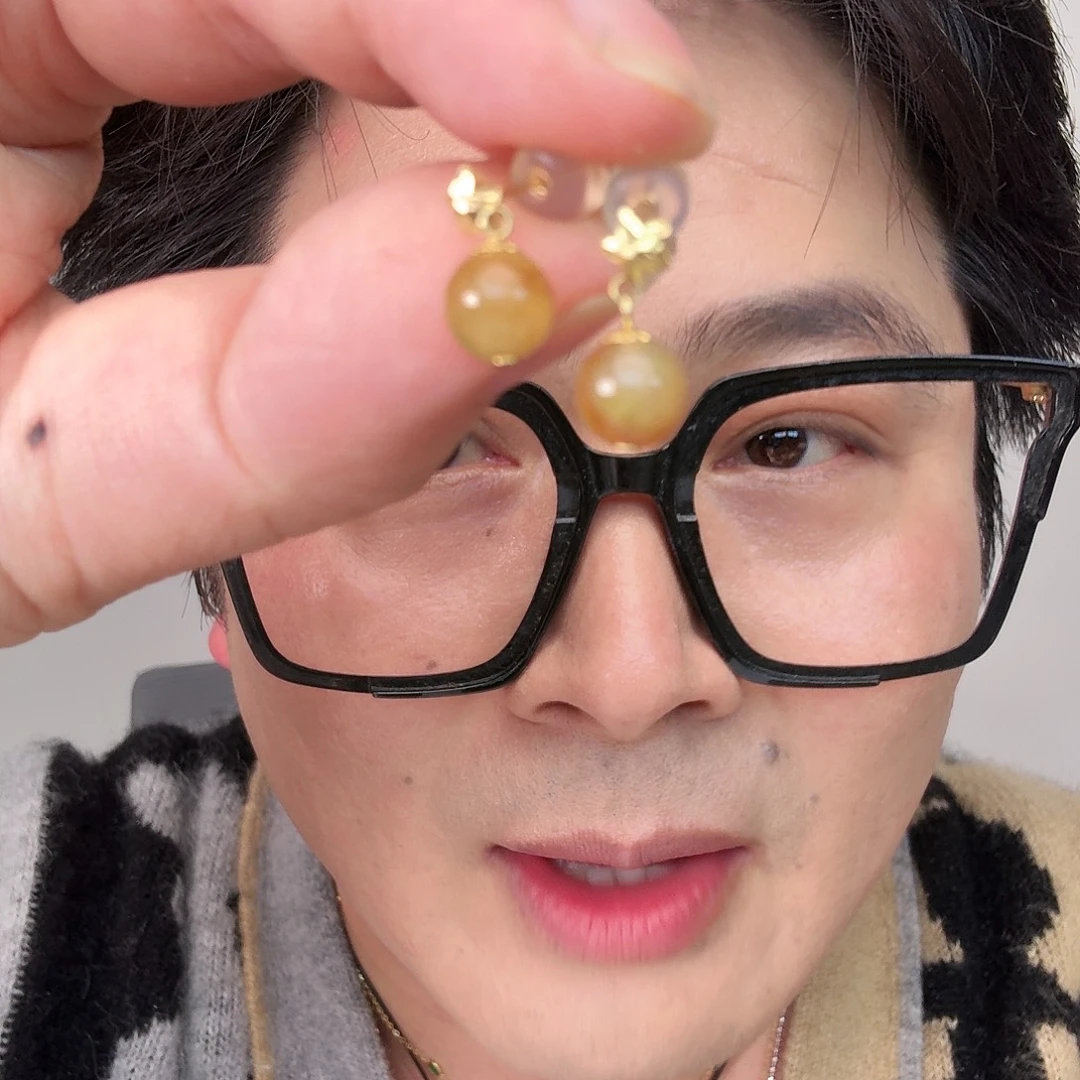 翡翠18K金镶嵌颈饰一对