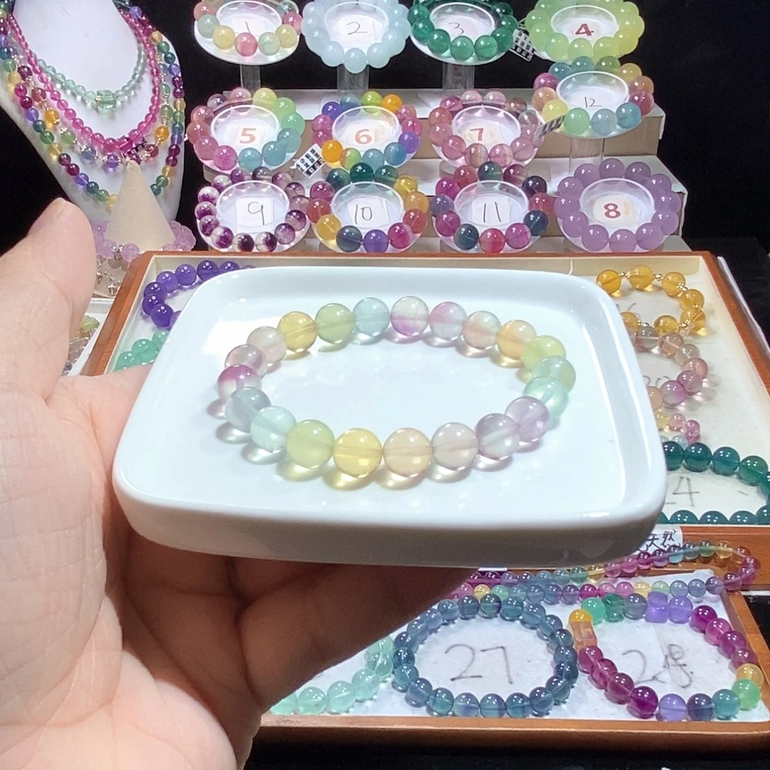 手链萤石未镶嵌9.3mm马卡龙