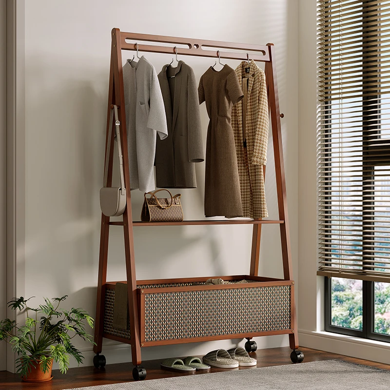 衣架落地卧室家用挂衣架非实木次净衣帽架简易中古衣服架子置物架
