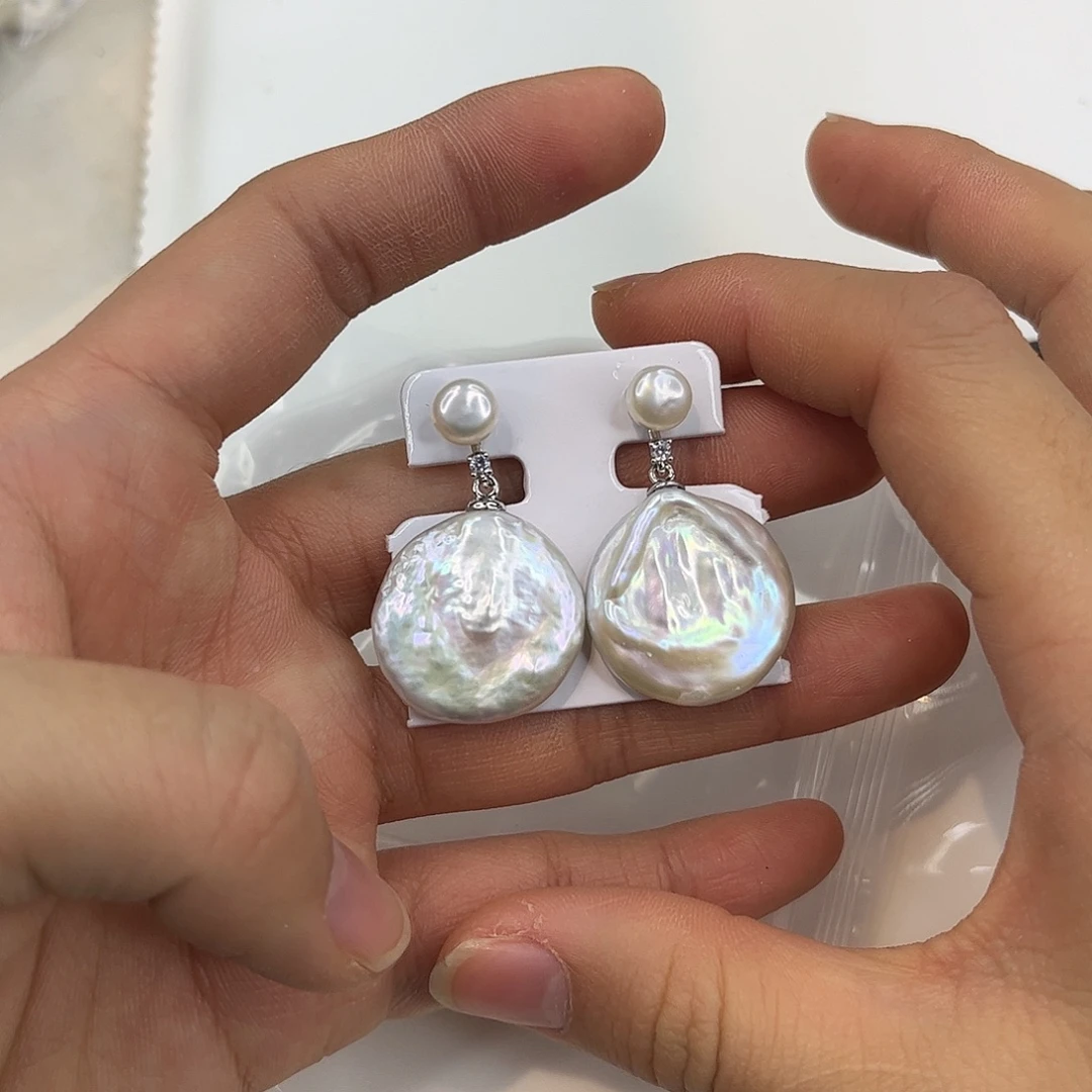 合金淡水珍珠耳饰