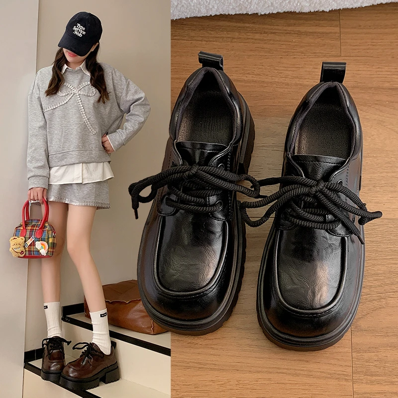 欧洲站厚底英伦风小皮鞋女2026新款春季女鞋增高乐福鞋玛丽珍单鞋