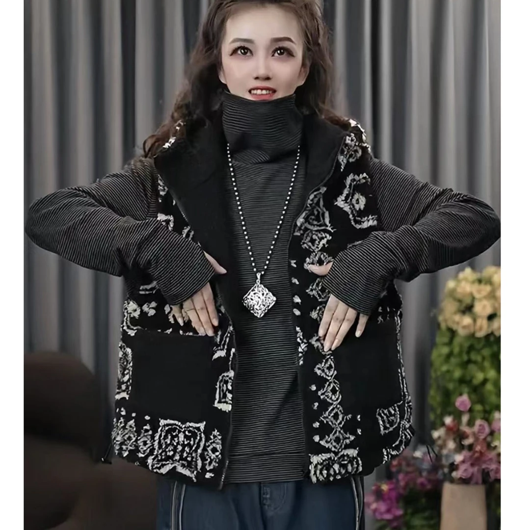 @印花双面穿显瘦马甲拼接加绒 MGF2634