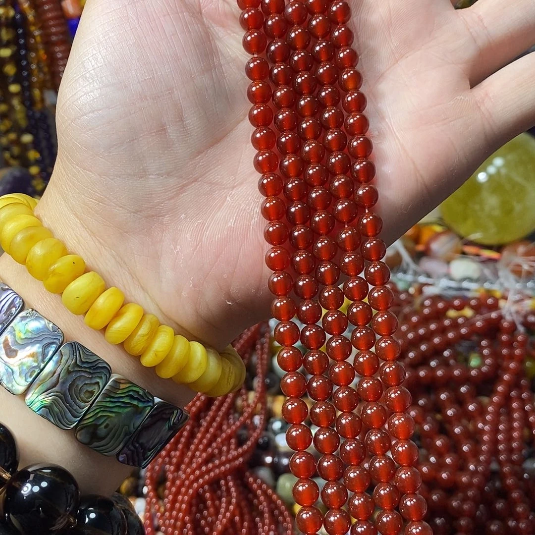 石英质玉未镶嵌，A品红玛瑙6mm，