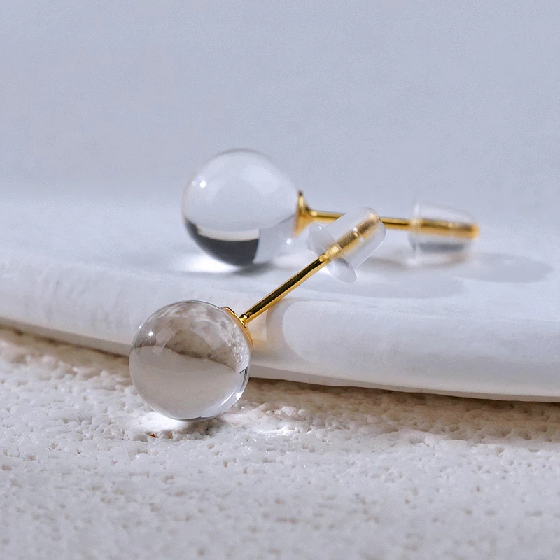 【白水耳钉】 水晶925耳钉（天然珠宝多样性发其一）