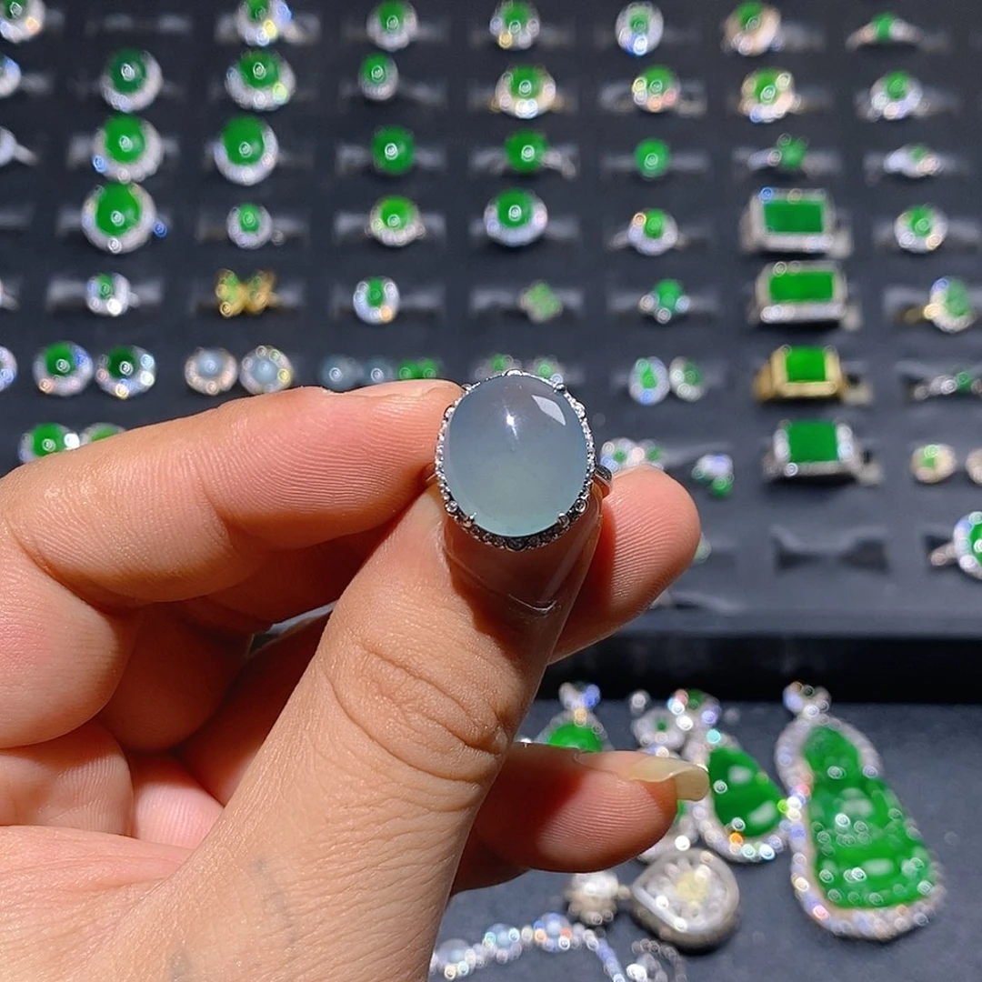 翡翠银S925镶嵌戒指