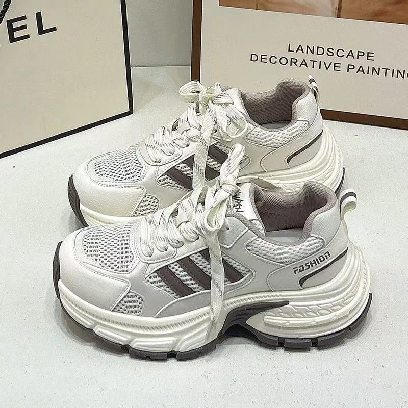 C7487 白紫 夏季时尚圆头2025新款休闲运动女士老爹鞋